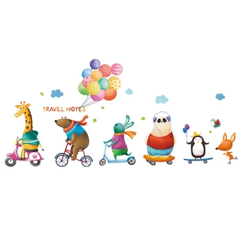 Cartoon Zvieratá Samolepky na Stenu Vinyl DIY Žirafa Nesie nástenná maľba Obtlačky pre Deti Izby Detská Spálňa Detí Materských Domáce Dekorácie