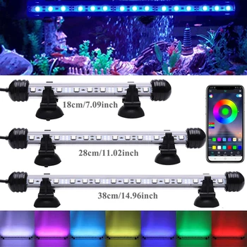 LED RGB Akvarijné Svetlo 18-38cm Bluetooth-kompatibilné Farbu Meniaci akvárium Lampa Nepremokavé Ponorné Rastlín LED Osvetlenie Interiéru