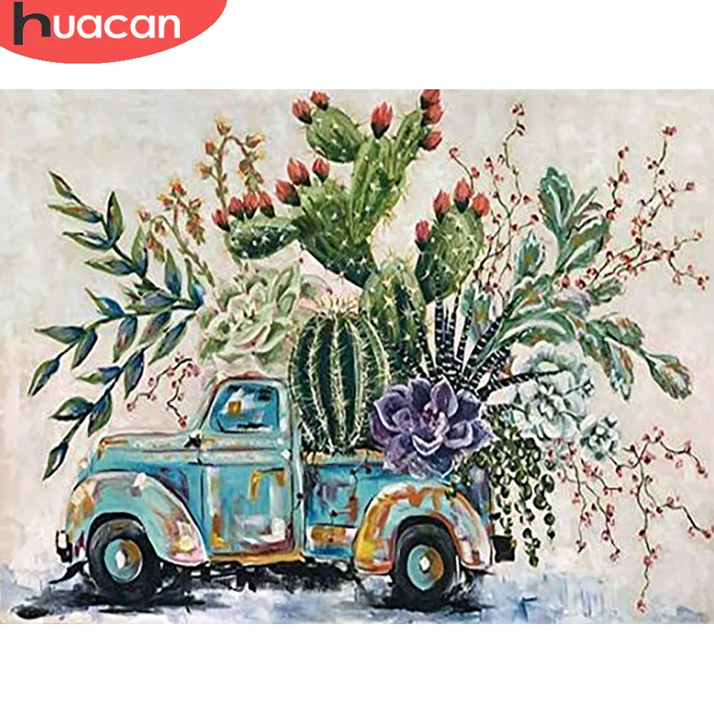 HUACAN Diamond Umenie Maľba Succulents Auto Mozaiky Výšivky, Kvetinové Cross Stitch Crystal Stenu Decor