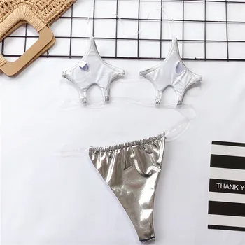 Lastest Celofánu pásky sexy bikiny, plavky Ženy, Plavky, plážové oblečenie plavky 2019