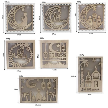 Drevené DIY Led Svetlo Ramadánu Mubarak Dekorácie pre Domov Eid Mubarak Visí Prívesok Kareem Moslimskej Strany remeselníkov