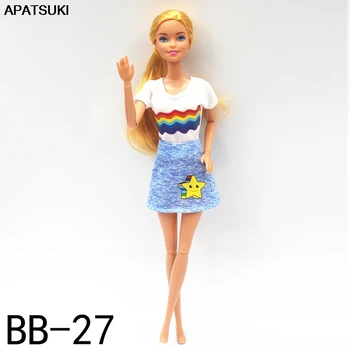 Biela Dúha Módne Bábiky Oblečenie Pre Barbie Doll Oblečenie Top Shirt & Blue Star Sukne 1/6 Bábiky, Doplnky, Hračky Pre Deti,