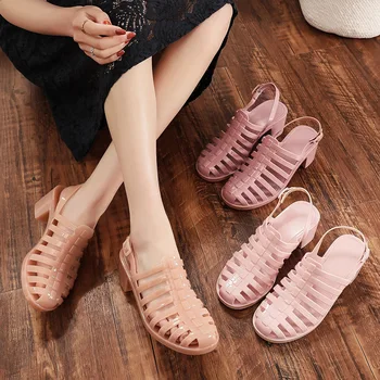 Koovan dámske Sandále 2021 Nové Cool Sandále Ženy Vysoké Podpätky Krištáľovo Priehľadné Plastové Papuče Nepremokavé Topánky Pláže Topánky
