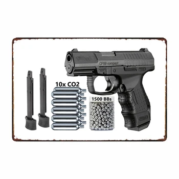 Gun Shop Dekor Umarex Walther CP99 Kompaktný Blowback CO2.177 Cal BB Gun Air Pistol - 345 FPS Kovové Prihlásiť Wall art Tin Dosku Doska
