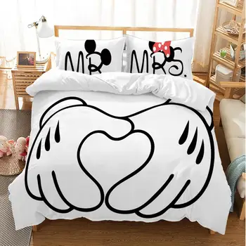 Čierna A Biela Cartoon Mickey posteľná bielizeň Minnie Nastaviť Obliečky Obliečky Kryt obliečka na Vankúš bytový Textil Deti darček