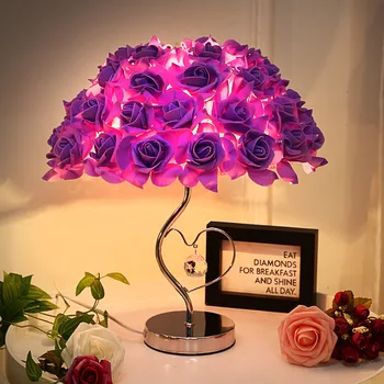 Romantické Ruže Stolná Lampa Moderného Nočné Čítanie Byt Obývacia Izba Kvet Stolná Lampa Pre Spálne Svetlo Art Deco Domov Pavilón