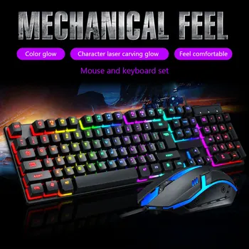 2021 Nové TF200 Rainbow s podsvietením USB Ergonomic Gaming Keyboard Mechanické Klávesnice a Myši Držiak pre PC Gaming Klávesnice, Súprava