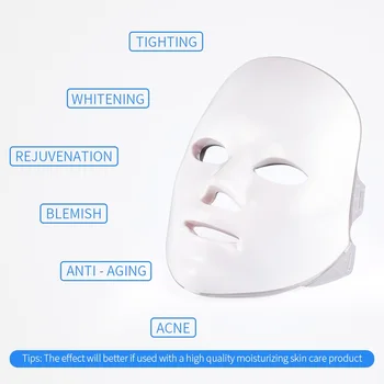 7 Farby Svetla LED Pleťová Maska Omladenie Pleti LED Maska Fototerapia Tváre Beauty Anti Akné Zubov Vrások, Odstránenie Masky