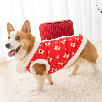 Welsh Corgi Psie Oblečenie, Zimné Pet Kabát Čínsky Nový Rok Psie Oblečenie Tang Vyhovovali Shiba Inu Samoyed Kostým Oblečenie, Psie Oblečenie