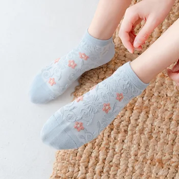 Móda Ženy Ponožky Nový Kvetinový Členkové Ponožky Sladkých Dievčat, Tlačené Bavlna Ženy Móda Ponožky Členok Dievča Krátke Ponožky Bežné Farba