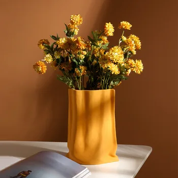 VILEAD Tvorivé Keramické Kvetinové Vázy Figúrky Záhyby Kvetináč Kvetináč Na Kvety Domova Rastlín Hrniec Nordic Domáce Dekorácie