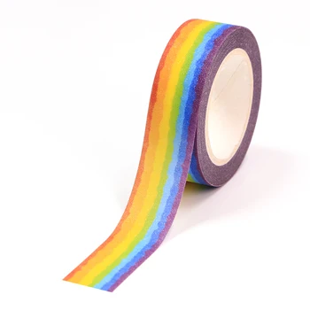NOVÉ 10pcs/množstvo 15 MM*5m Rainbow Dekoratívne Washi Pásky Scrapbooking Maskovacia Páska Office Dodanie Lepidlo Kawaii kancelárske potreby