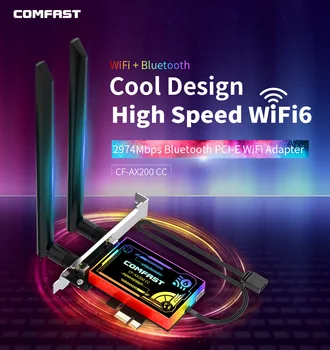 Comfast 3000Mbps Intel AX200CC Wifi6 Sieťového Adaptéra 2.4&5 ghz Bluetooth 5.1 Pci Antény 5V Modul POHODE ARGB pre Herné PC