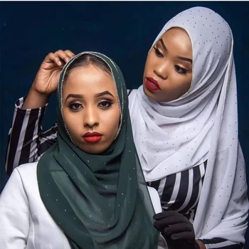 Diamanty Šatku Hidžáb pre Ženy Dlho Hlavu Zábaly Šatky Moslimské Šatky Islamskej Turban Hijabs Šifón Foulard Femme