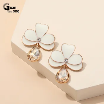 GuanLong 2021 Nové Akryl Kvet, Kvapka Náušnice pre Ženy Vyhlásenie Živice Veľké Roztomilý Visieť Earings Dievčatá Crystal Módne Šperky