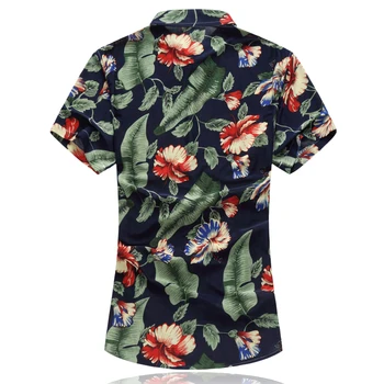 Pánske Tričko Krátky Rukáv 2021 Jar Leto Nové Hawaiian Dovolenka Vietor Kvetinový Tlač Slim Veľká Veľkosť Trendy Bavlna Blúzky M-6XL