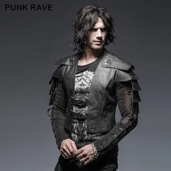 Punk Rave Rock módne pánske Cosplay Party Armor Bojovník krátka bunda Y632