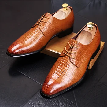 2019 Vysokej Kvality, Luxusné Značky Krokodíla Vzor Svadobné Šaty, Topánky talianskej Módy Mužov Business návrhár obuvi