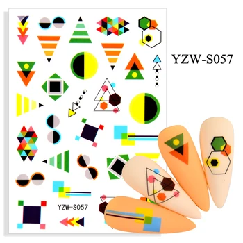 Samolepiaca 3D Nálepky na Nechty, Farebné Geometria Trojuholník Nail Art Jesenné Dekorácie Linky Nálepky Ženy Dievča Nechtov Fólie