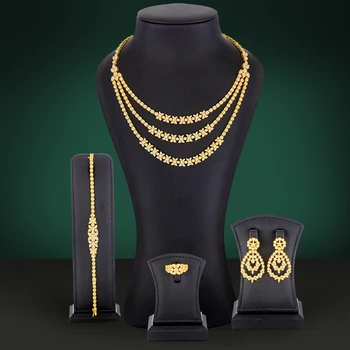 GODKI Slávnej Značky 3L ayers Luxusné Afriky Šperky Sady Pre Ženy, Svadobné Party Zirkón Crystal Dubaj Svadobné Šperky Set Darček