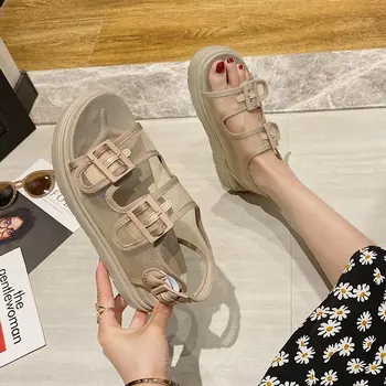 Letné Ženy Sandále Nová Platforma Sandále Casaul Topánky Robustný Kožené Sandále Vonkajšie Plážové Sandále dámske Ploché Sandalias