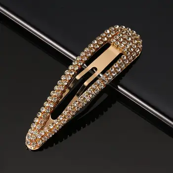 Zlatý Kov Vlásenky Diamond Drip Módne Stručné Geometrie Drahokamu Pince Cheveux sponky do Vlasov pre Ženy s Krištáľovo Drahokamu