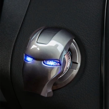3D Auto Interiérové Doplnky Pre Iron Man Interiéru Vozidla Motora Zapaľovanie Štart Stop Tlačidlo Prepnúť Tlačidlo Krytu Výbava Nálepky