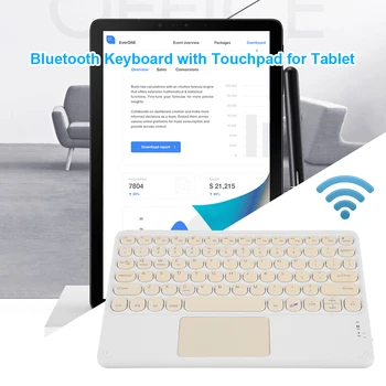 Slim Tablet Klávesnice Bluetooth-kompatibilné Bezdrôtové Farebné ABS Ultra-tenké pre iPad, Tablet PC s Touchpadom Kolo Keycaps
