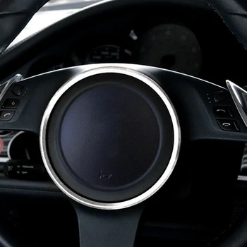 Striebro SteeringWheel Krúžok Dekorácie Trim na Porsche Cayenne Panamera Macan 911