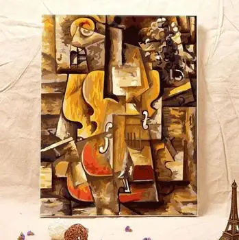 Pablo Picasso Husle - Maľovanie podľa Čísel Súpravy pre Dospelých DIY Jeden Kus Kvet 3340 Klasická Propylénu 40*40 cm Bavlna