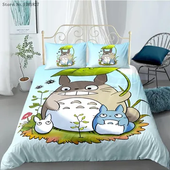 2/3 Kusov Totoro posteľná bielizeň Nastaviť Komiksu, Anime Perinu 3D Tlač bytový Textil Posteľ Kryt Nastaviť Jeden Kráľovná King Bed Deka Kryt