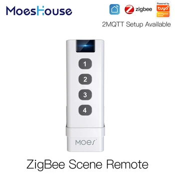 MoesHouse ZigBee inteligentný dom Bezdrôtový Scény Prepínač 4 Gang Diaľkové Prenosné Tuya Zigbee Hub Potrebný Žiadny limit na Ovládacie Zariadenia
