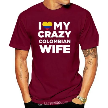 Milujem Môj Bláznivý Kolumbijskej Manželka Kolumbia Rodák Tričko Tee Tričko Homme Tričko Mužov Zábavné kabát šaty, topy