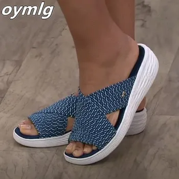 Papuče Ženy Ležérne Topánky Sandále Na Platforme Žena Listov Pevné Pohodlie Byty Plus Veľkosť Kríž Lete 2021 Pláži Dámske Papuče