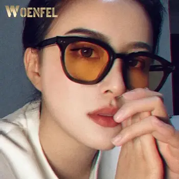 WOENFEL Retro slnečné Okuliare Ženy Námestie Módne Slnečné okuliare Retro Classic Dizajnér Luxusné Značky Dámy Cestovanie Ženské Okuliare