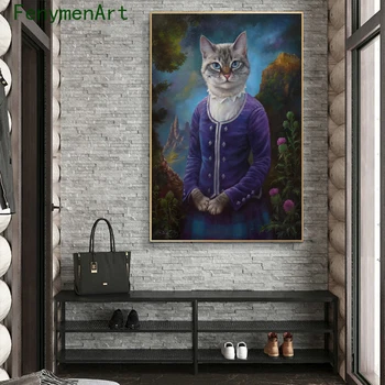 Abstrakt Zvieratá Plátno na Maľovanie Vintage Mačka Portrét Plagáty a Vytlačí Nordic Wall Art Obrázok pre Obývacia Izba Domova