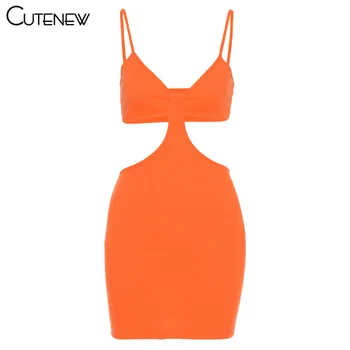 Cutenew Rebrovaný Pevné Chudá Jednoduchý Mini Šaty Žien 2021 Lete Bežné Streetwear Popruh Sexy Backless Bodycon Ženské Oblečenie