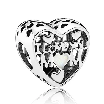 Reálne 925 Sterling Silver Kúzlo Lásky K Matke Charms Fit Originálny Náramok Diy Šperky