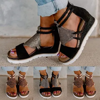 Ženy Letné Sandále Zip Patchwork Kryt Päty Kliny dámske Topánky Roman Non Slip Platformu Otvorené Prst Dialy 2021 Nové Pohodlné