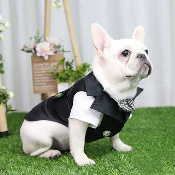 Pes Ženích Motýlik Čierny Oblek Plný Šaty Gentleman, Psie Oblečenie Vyhovovali Formálne Tričko Pre Malé Psy Kostým Dodávky