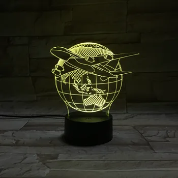 Lietadlo Lietať Earth 3D Lampa 7 zmena Farby Vzdialený Spínač Malé Nočné Svetlo Farebné svetlá Atmosféru lampa spálňa svetlo Pre Dar 164