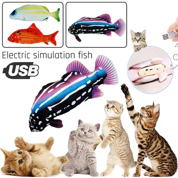 3D Ryby Hrať Cat Hračka Vankúš Interaktívne Darček USB Elektrické Simulácia Ryby Pet Hračka pre Psa, Mačku, Žuvanie, Hrá Hryzenie Dodávky