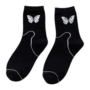 Anewmorn Jeseň Pretty Butterfly Kvet dámske Ponožky In College Štýl Osobnosti Ponožky Harajuku Bavlna Priedušná Módne Sox