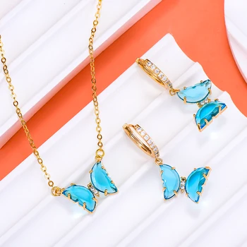 GODKI Slávnej Značky Butterfly Náhrdelníky Náušnice Nastaviť Šperky Set Pre Ženy, Luxusné Svadobné Kubický Zirkón Dubaj Svadobné Šperky Set