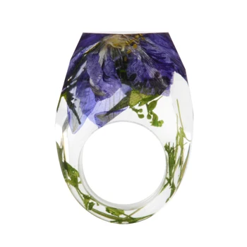 Ručné Transparentné Sušené Kvety Epoxidové Živice Krúžok Farebné Vzor Scenérie Prst Prsteň Pre Ženy Móda, Svadobné Šperky, Prstene