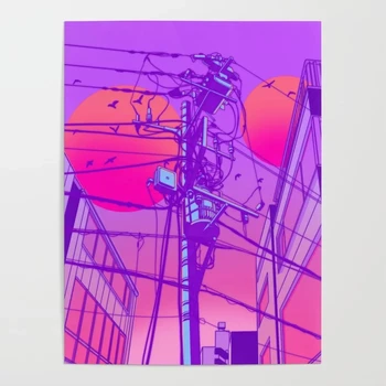 Modulárny Hd Vytlačí Obrázky Anime Drôty Obrazy Domáce Dekorácie Sunset View Plátno Plagát Na Stenu Predloha Pre Obývacia Izba Č Rám