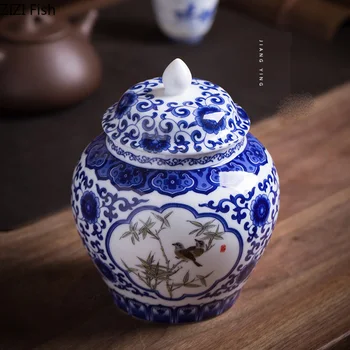 Keramické Čínsky Modré a Biele Porcelánové Čaj Hrniec Jednoduché Skladovanie nádoba s Vekom Underglaze Všeobecné Nádrž Zapečatené Môže Domáce Dekorácie