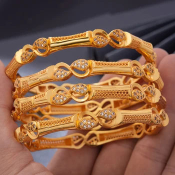 4pcs/Veľa Trendy Dubaj Etiópskej Drahokamu Zlatá Farba Prívesky Pre Ženy, Dievčatá, Žena Afriky Arabských Ramadánu Svadobné Náramok Šperky
