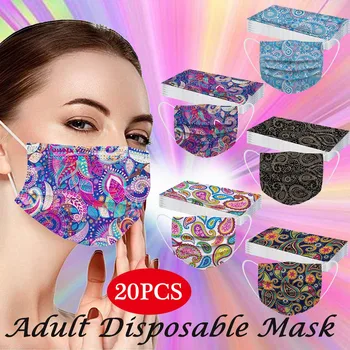 20PC Jednorázové Masky Dospelých Tlač Mascarillas Tri Vrstvy Prachotesný netkanej Textílie Masku na Tvár Ochranné Úst Masky Masque