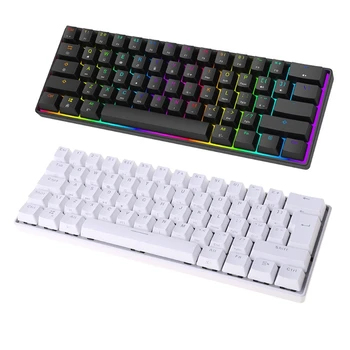 Mini 60% Mechanical Gaming Keyboard, 61 Klávesov RGB Podsvietenie Káblové PBT Klávesnice Spp Ultra Kompaktný Prepínač Modrá